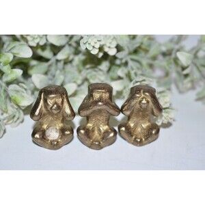 Vtg Brass 3 Wise Monkeys See No Evil Hear Speak  Small